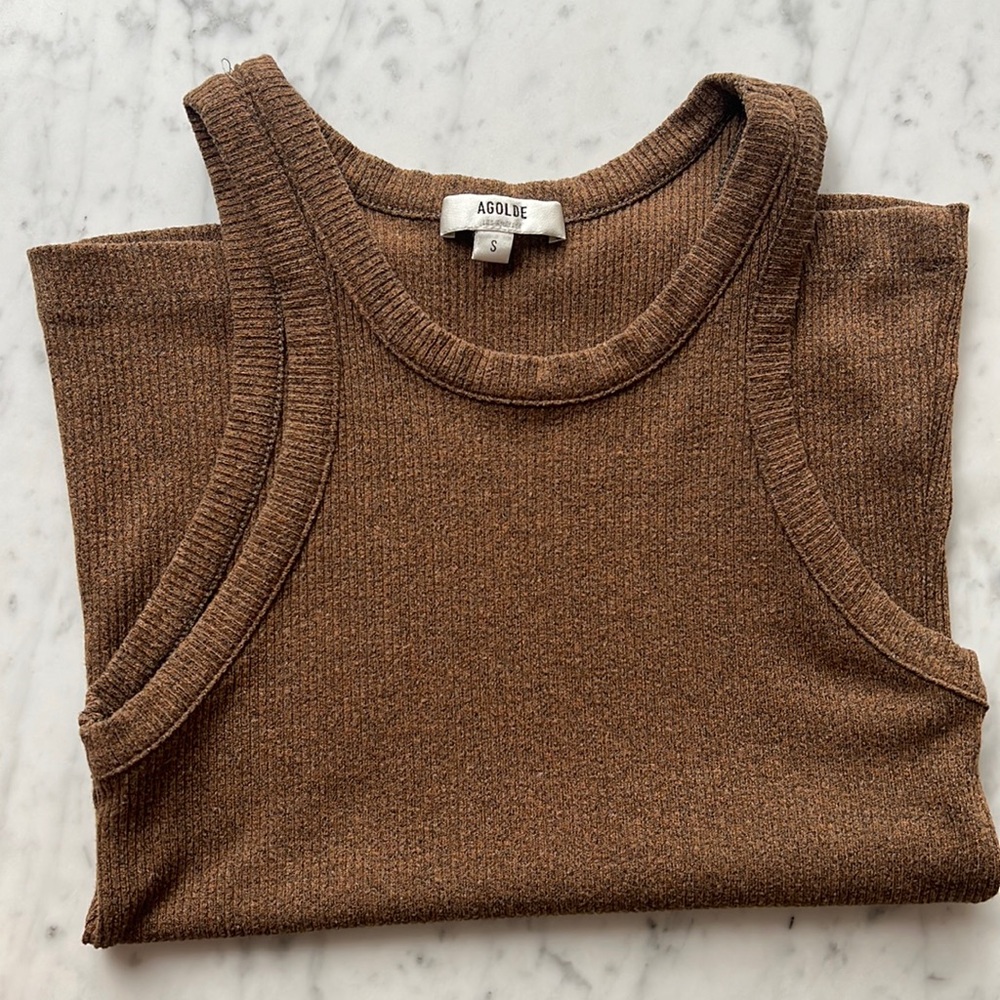 Agolde ribbed brown tank